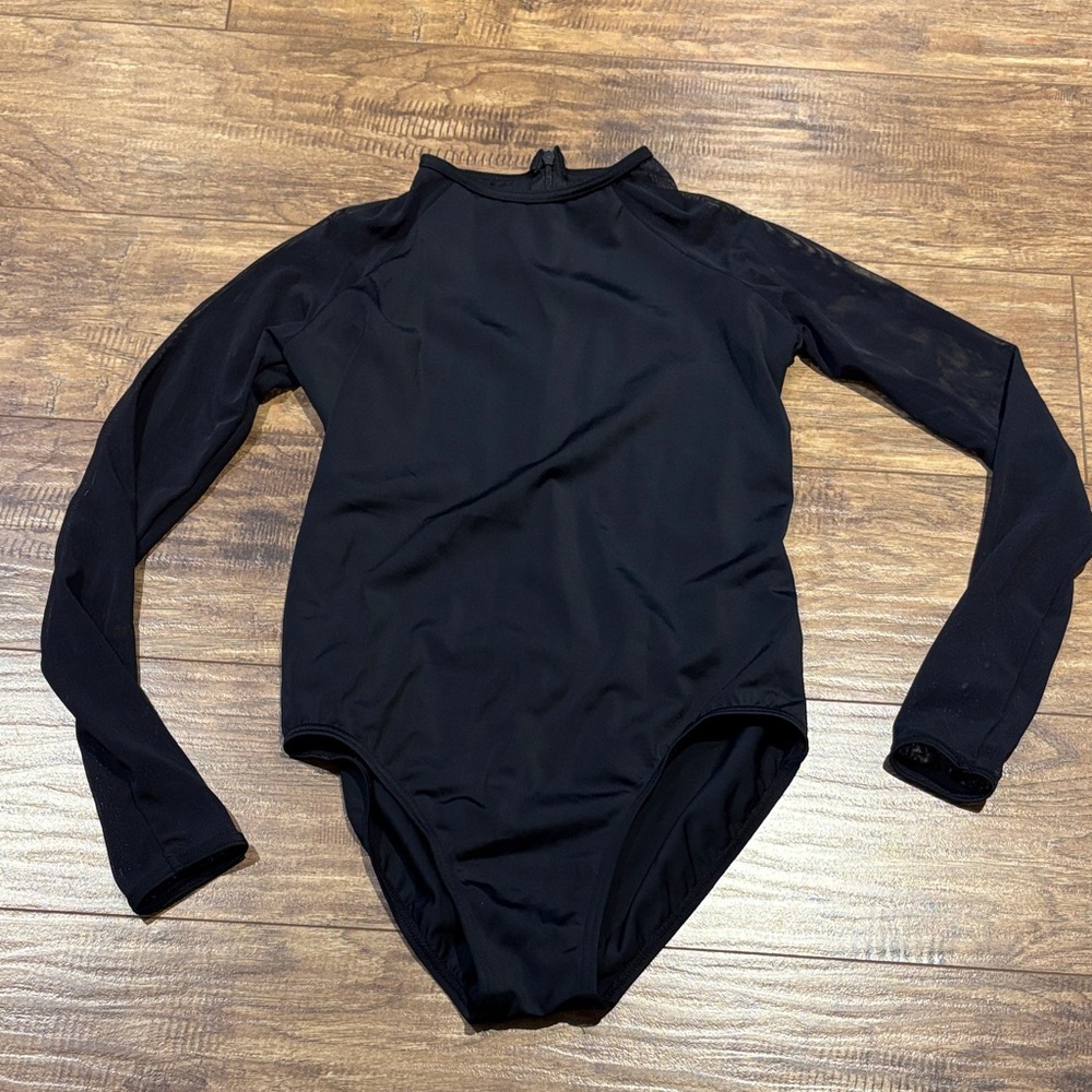 Balera Black mesh sleeve/back Long Sleeve Bodysuit